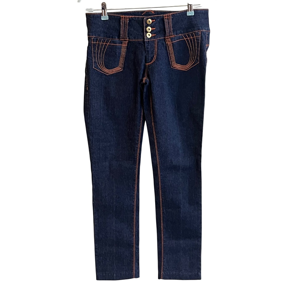 Y2K Apollo Jeans Woman's Dark Orange Stitching Pockets‎ 3 Buttons Low 7/8 NWOT
